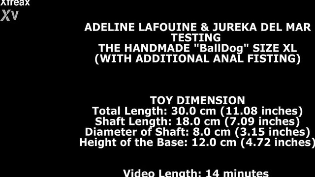 Assista à Jureka Del Mar & Adeline Lafouine testar o balldog feito à mão do tamanho XL com fisting anal adicional neste video porno da Xfreax.