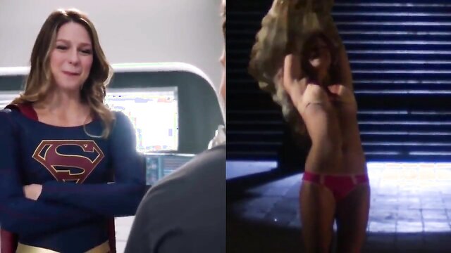 NSFW lingerie-clad Melissa Benoist in a sexy supergirl tribute