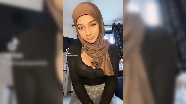 Yasmina Khan\'s tiktok video featuring oiled boobs and hard nipples