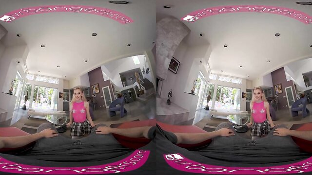Get ready for some intense hot blonde action in this VR video