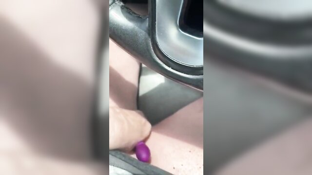 Horny granny delays orgasm while driving in car