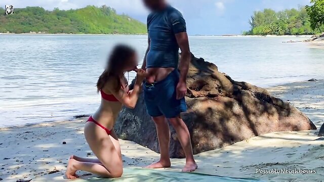 Beach sex in paradise - A couple gets caught having sex on a lonely beach.