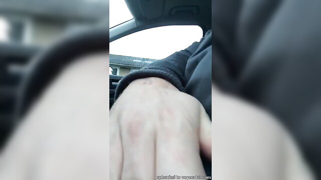Masturbating in a car with a flash in the backseat