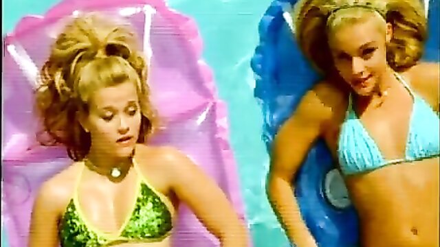 Watch as Jessica Cauffiel flaunts her curves in a bikini by the pool in Legally Blonde