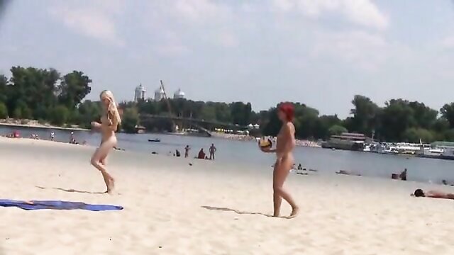 Homemade video of teen nudists on a hot day at the beach