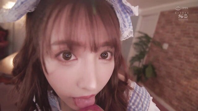 Yua Mikami, the Japanese pornstar, delivers a sensual blowjob in this video