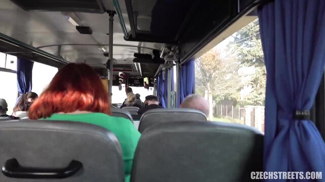 Czech MILF gets pounded in a public bus and takes a creampie