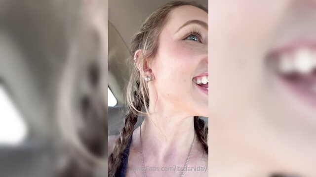 Blonde teen gives head in car, captured on camera by meetxx.com