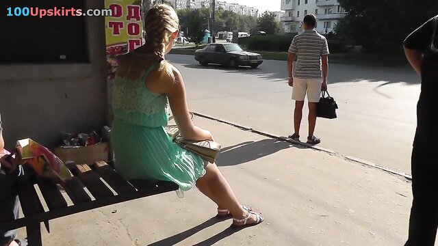 Russian girl with golden hair gets caught on camera in public